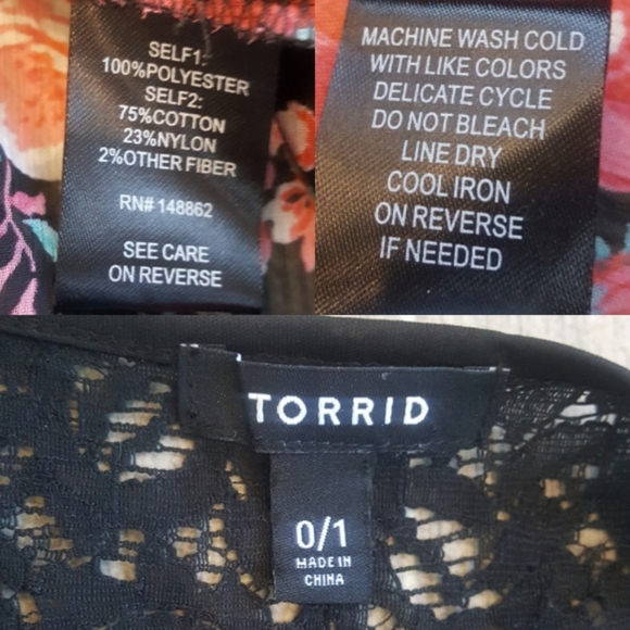 Torrid Floral Chiffon Lace Back Vest Size 0/1 - Picture 8 of 8